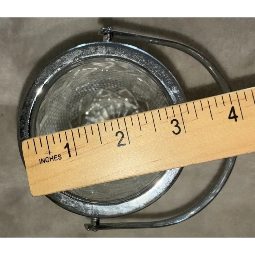 Vintage FB Rogers Mini‎ Ice Bucket Diamond Point Lead Crystal Silver Trim 4